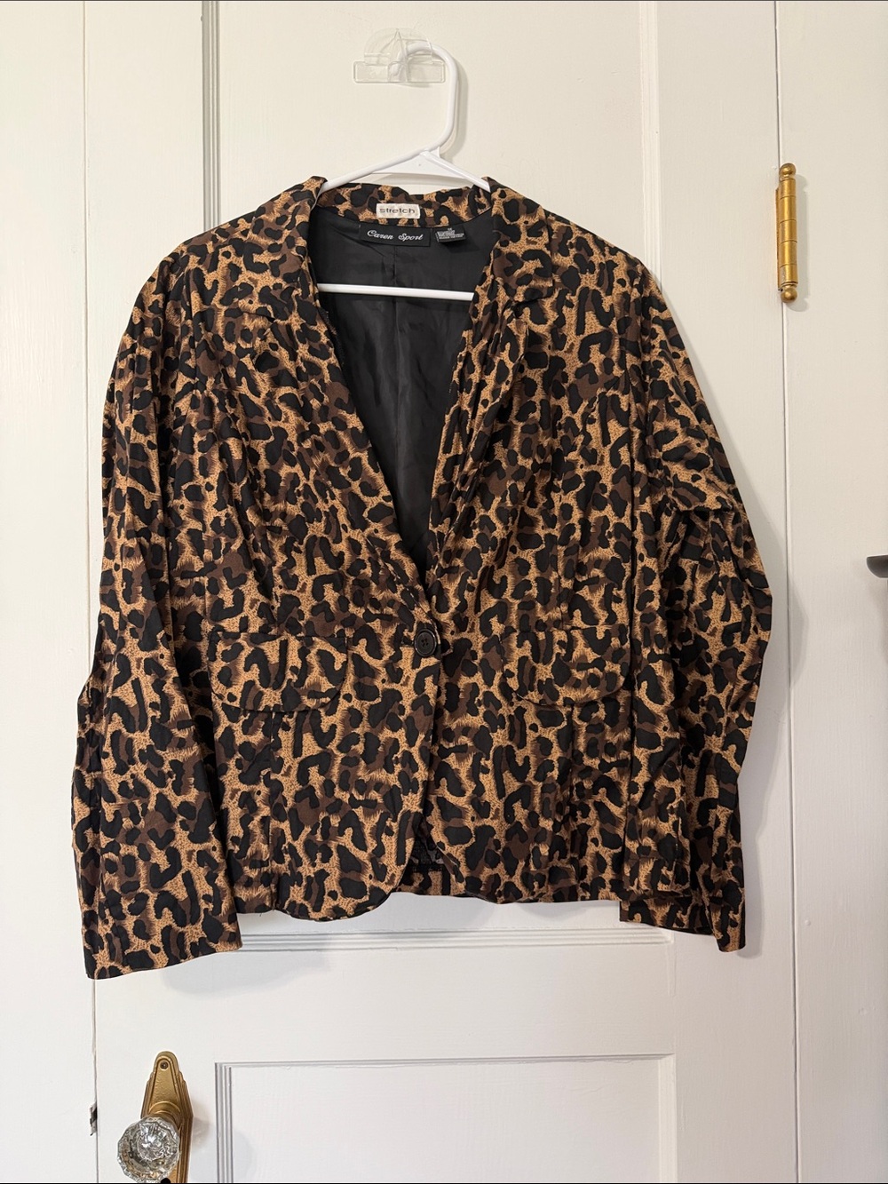 Caren Sport Leopard Print Single-Button Blazer in Brown and Black